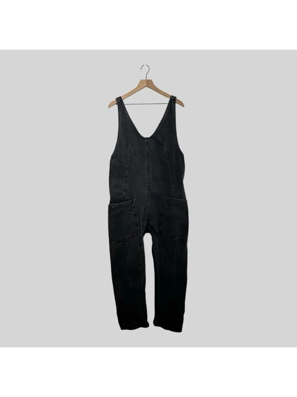 Free People We The Free High Roller Jumpsuit Women’s Size S Black Denim Romper